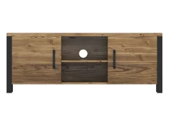 Móvel De Tv*Petits-Meubles Móvel TV 2 portas Lyam madeira e preto 147cm Castanho