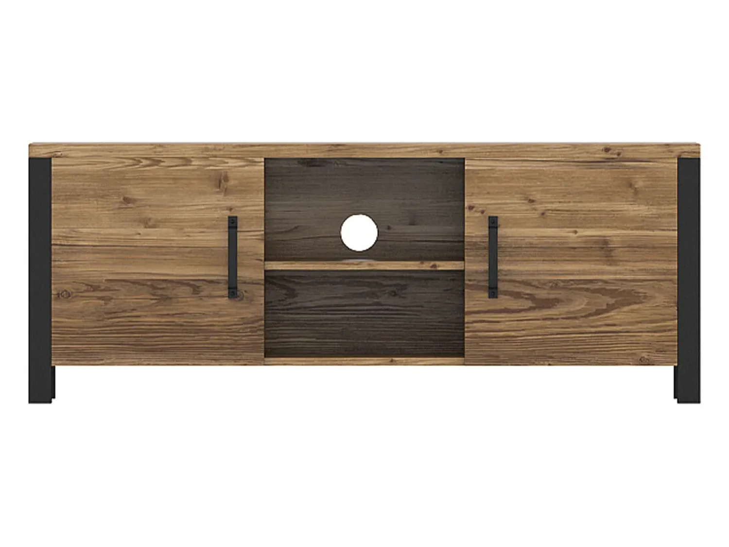 Móvel De Tv*Petits-Meubles Móvel TV 2 portas Lyam madeira e preto 147cm Castanho