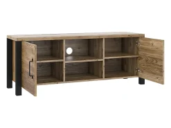Móvel De Tv*Petits-Meubles Móvel TV 2 portas Lyam madeira e preto 147cm Castanho