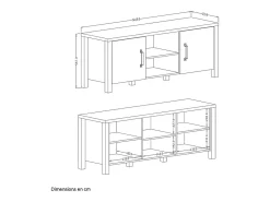 Móvel De Tv*Petits-Meubles Móvel TV 2 portas Lyam madeira e preto 147cm Castanho
