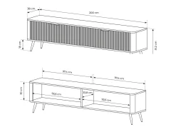 Discount Móvel TV: 2 portas, móveis: Cashmere, pés dourados, 200 x 51,2 x 38cm Bege