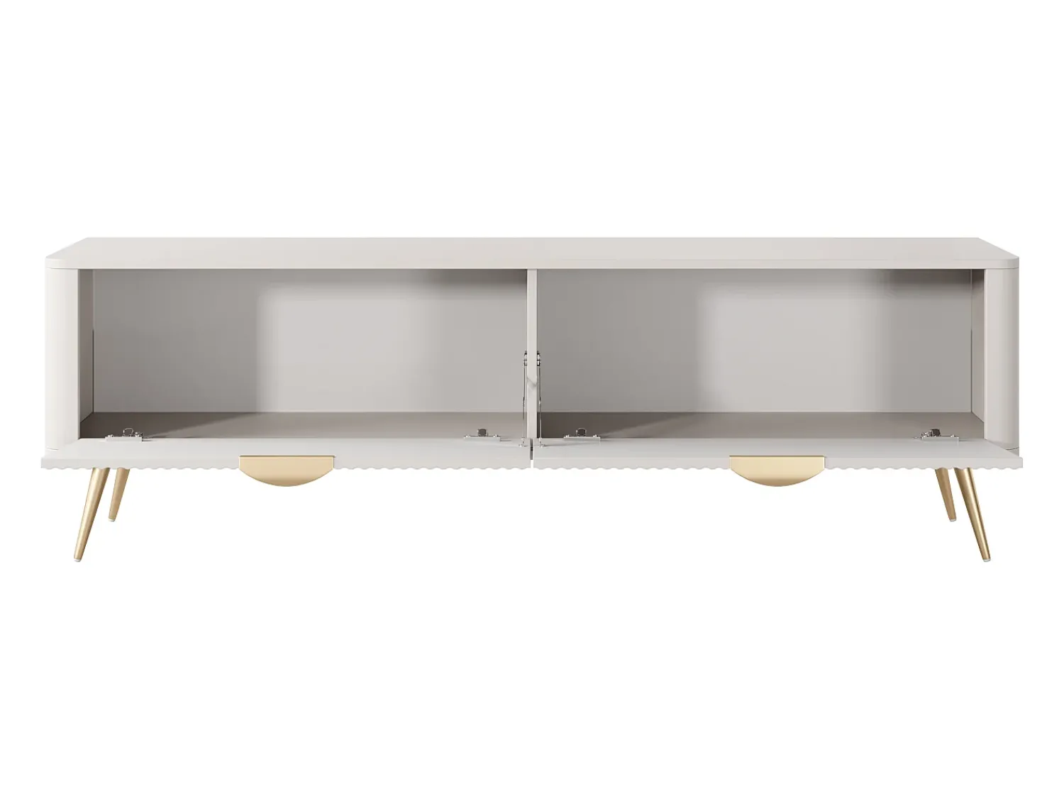 Móvel De Tv| Móvel TV: 2 portas, móveis: Cashmere, pés dourados, 163,2 x 51,2 x 38cm Bege