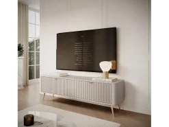 Móvel De Tv| Móvel TV: 2 portas, móveis: Cashmere, pés dourados, 163,2 x 51,2 x 38cm Bege