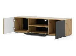 Best Furnlux Móvel TV 3 portas Nera madeira e preto 150cm Preto / Creme