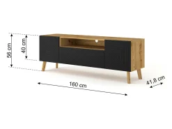 Móvel De Tv*Furnlux Móvel TV 3 portas Nexa madeira e preto 160cm Preto / Creme