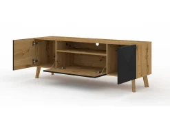 Móvel De Tv*Furnlux Móvel TV 3 portas Nexa madeira e preto 160cm Preto / Creme