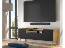 Móvel De Tv*Furnlux Móvel TV 3 portas Nexa madeira e preto 160cm Preto / Creme