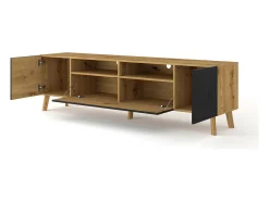 Furnlux Móvel TV 3 portas Nexa madeira e preto 195cm^ Móvel De Tv