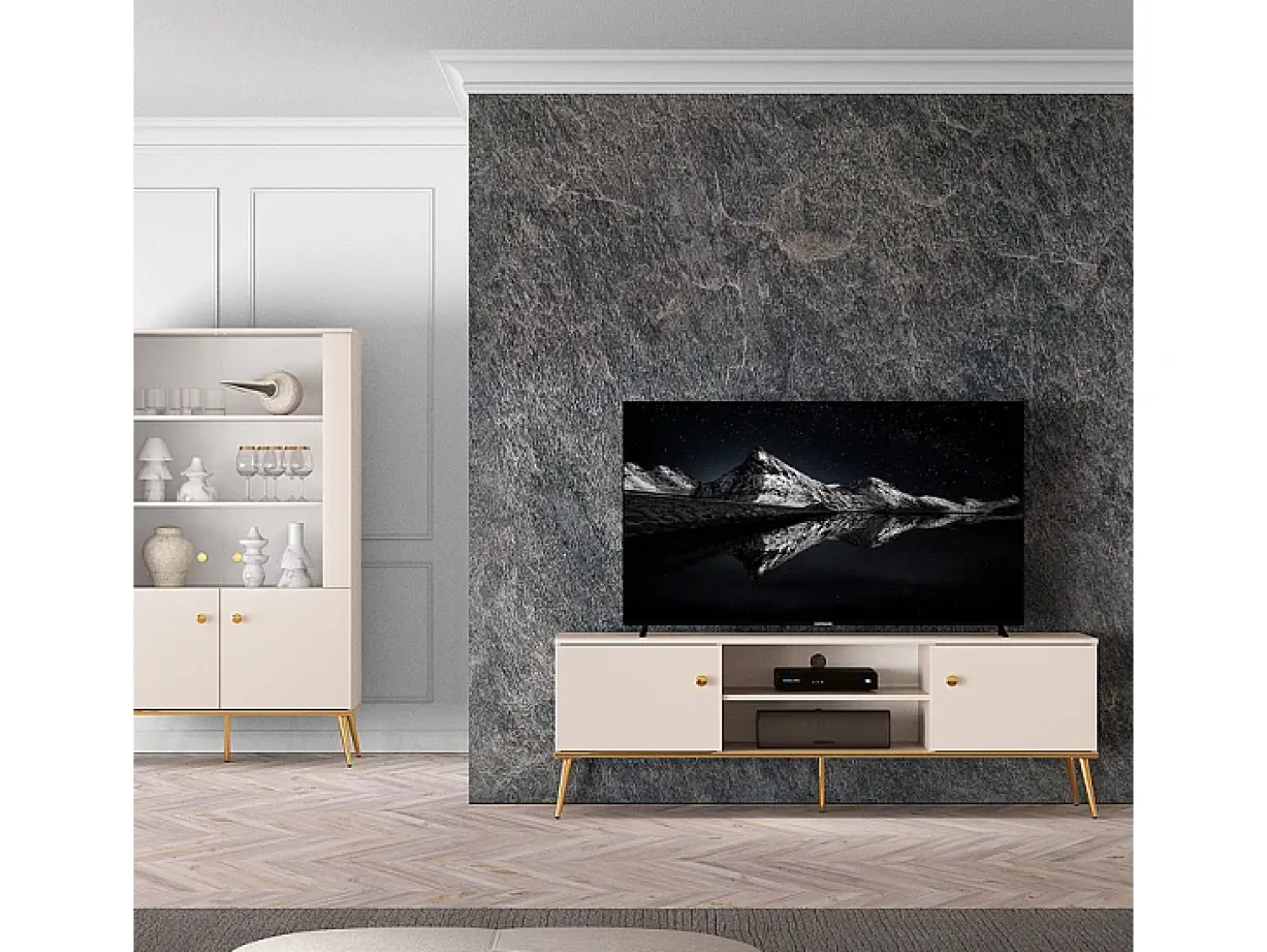 Móvel De Tv|Petits-Meubles Móvel TV 2 portas Olivia caxemira 160cm Bege