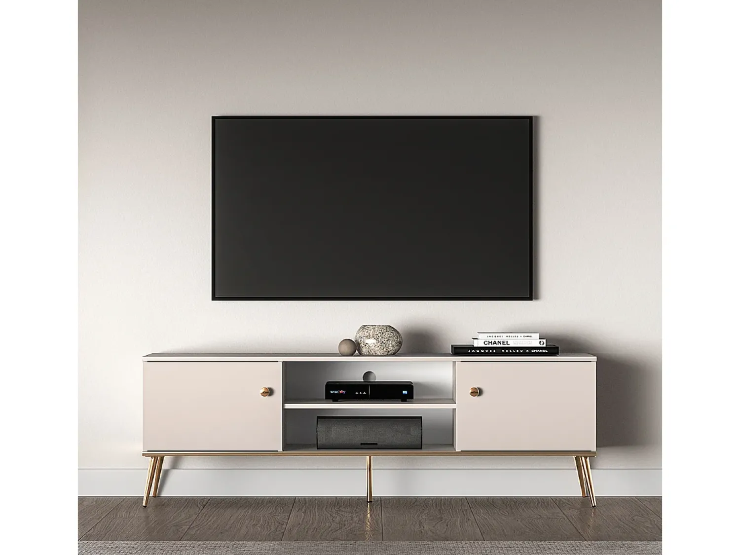Móvel De Tv|Petits-Meubles Móvel TV 2 portas Olivia caxemira 160cm Bege