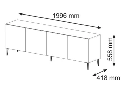 Outlet Furnlux Móvel TV 4 portas Philaé branco 200cm Preto / Branco