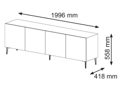 Outlet Furnlux Móvel TV 4 portas Philaé branco 200cm Preto / Branco