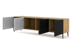 Furnlux Móvel TV 4 portas Philaé madeira e preto 200cm^ Móvel De Tv