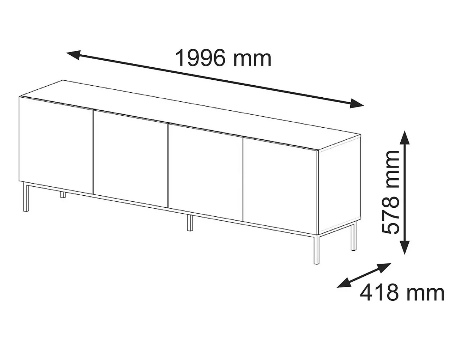 Móvel De Tv|Furnlux Móvel TV 4 portas Philaé madeira e preto 200cm Preto / Creme