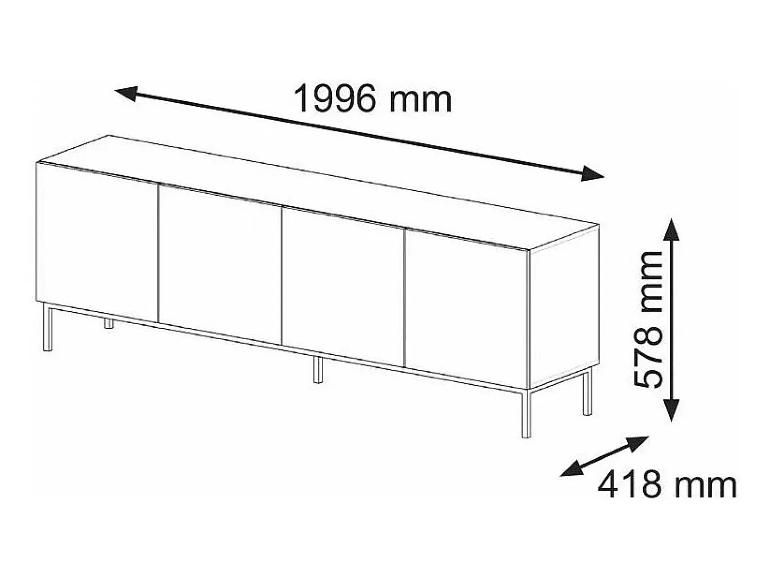 Móvel De Tv|Furnlux Móvel TV 4 portas Philaé madeira e preto 200cm Preto / Creme