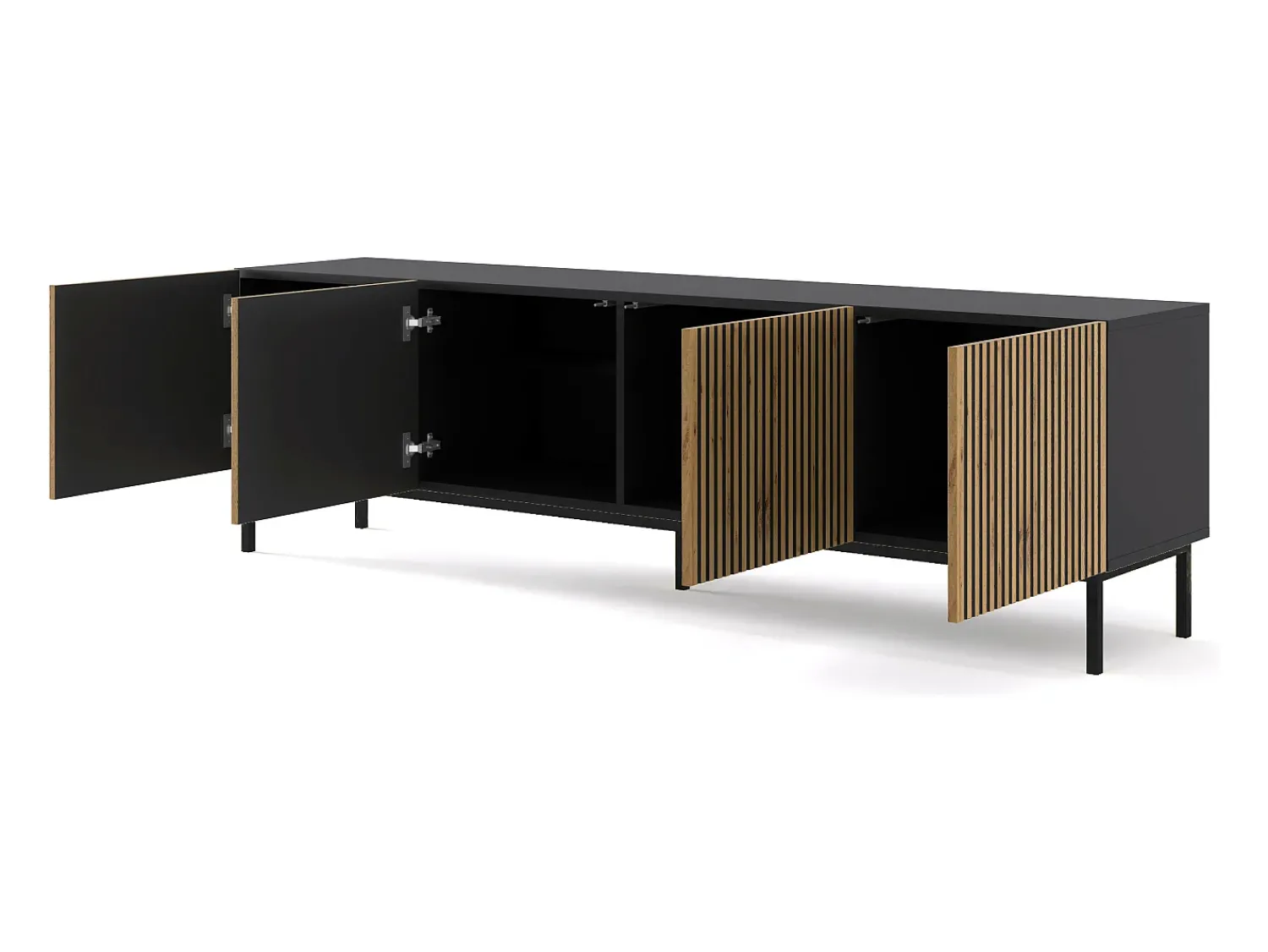 Móvel De Tv|Furnlux Móvel TV 4 portas Philaé madeira e preto 200cm Preto / Creme