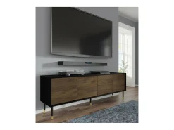 Móvel De Tv*Petits-Meubles Móvel TV 4 portas Rani madeira e preto 180cm Preto / Castanho