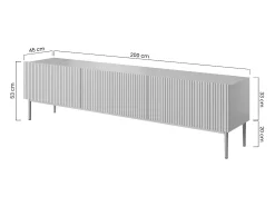 Móvel De Tv| Móvel TV 2 portas sanfonadas 1 gaveta branca com pé preto 200x45 cm Branco