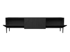 Móvel De Tv| Móvel TV 2 portas sanfonadas 1 gaveta preta com pé 200x45 cm Preto