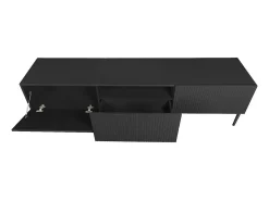 Móvel De Tv| Móvel TV 2 portas sanfonadas 1 gaveta preta com pé 200x45 cm Preto