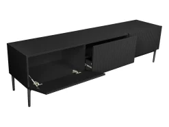 Móvel De Tv| Móvel TV 2 portas sanfonadas 1 gaveta preta com pé 200x45 cm Preto