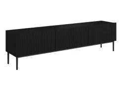 Móvel De Tv| Móvel TV 2 portas sanfonadas 1 gaveta preta com pé 200x45 cm Preto