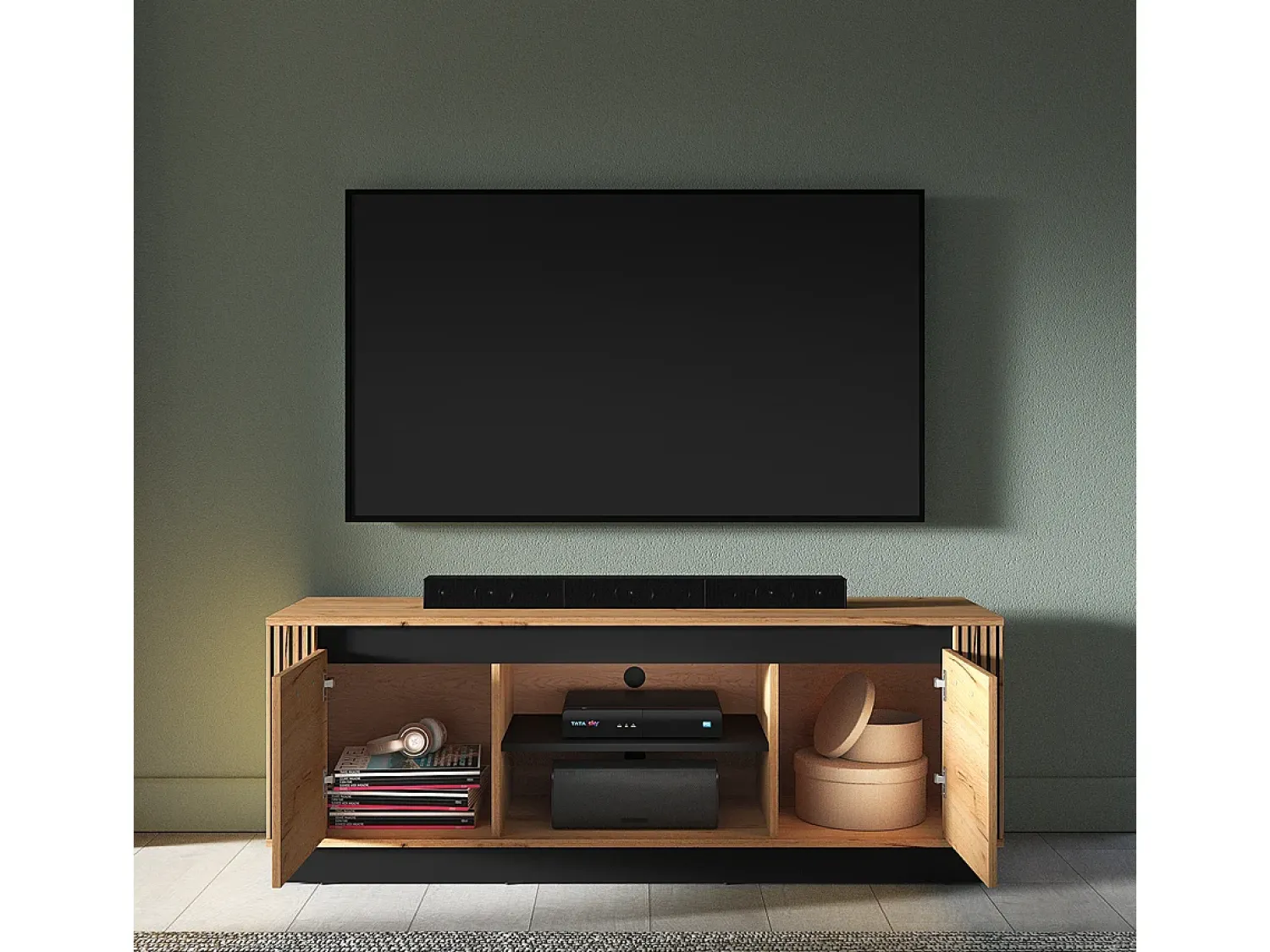 New Petits-Meubles Móvel TV 2 portas Solal madeira 150cm Natural claro