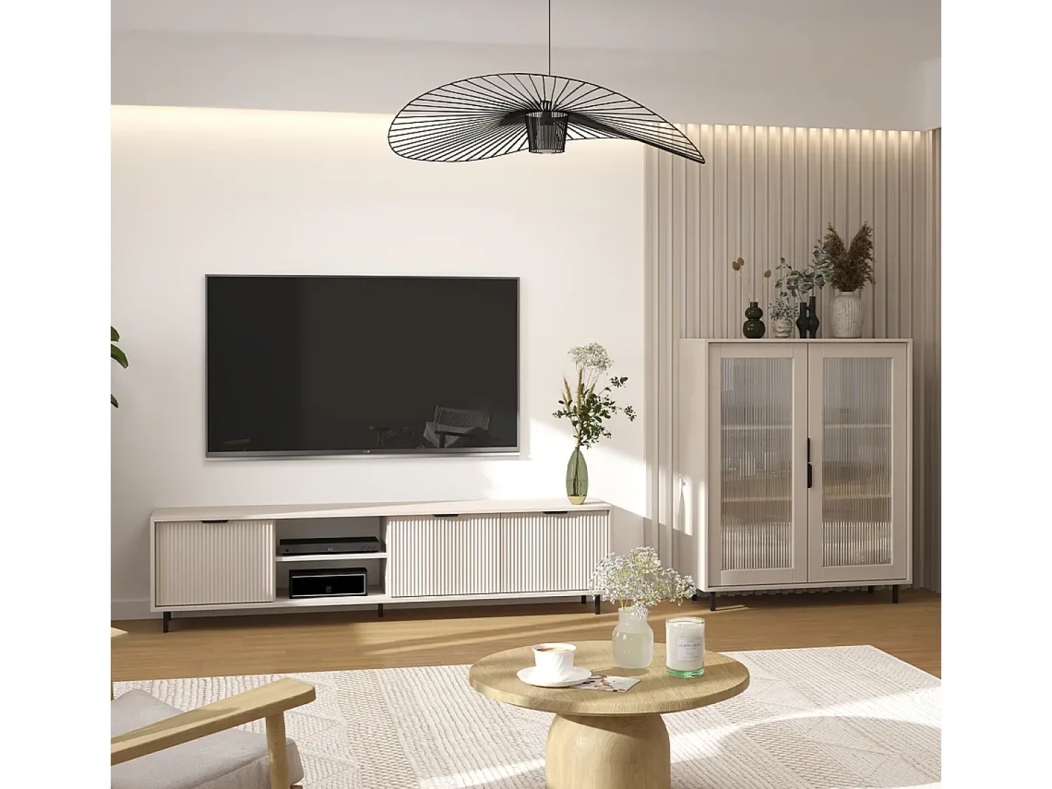 Móvel De Tv|Petits-Meubles Móvel TV 3 portas Soly caxemira 203,2cm Bege