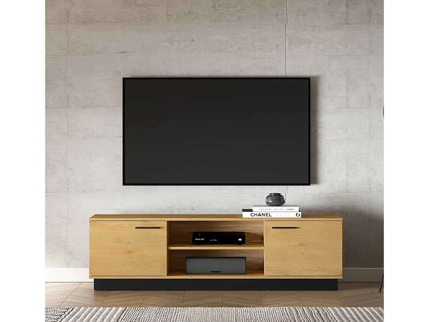 Móvel De Tv*Petits-Meubles Móvel TV 2 portas Ysia madeira e 170cm Preto
