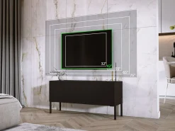 Móvel De Tv| Móvel TV : Fosco / Brilhante, patas pretas, 100 x 52 x 32 cm Preto