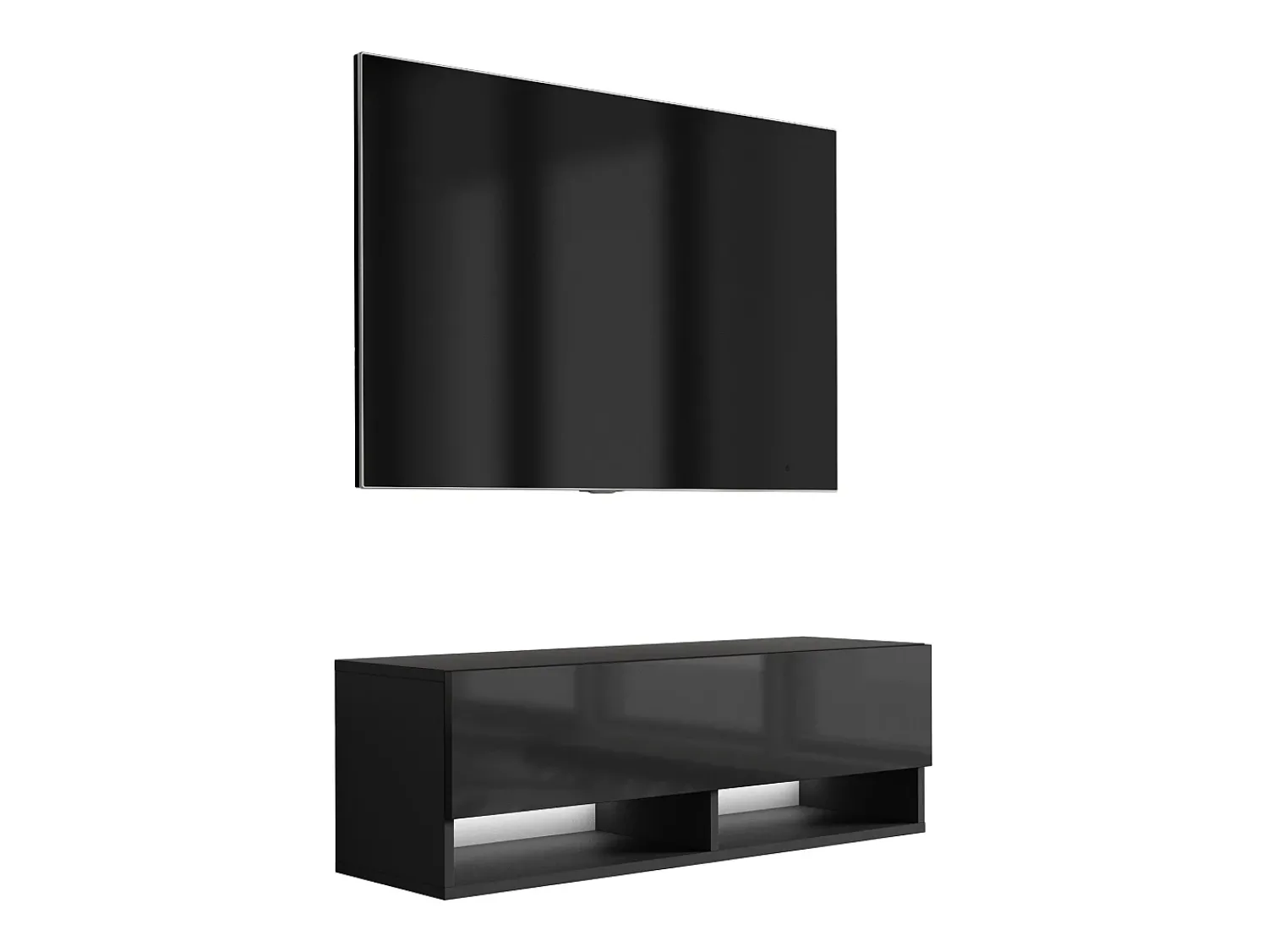 Móvel De Tv| Móvel TV : Fosco / Brilhante, LED branco, 100 × 32 × 34 cm Preto