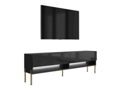 Móvel TV : Fosco / Brilhante, pernas retas douradas, LED branco, 170 × 32 × 52 cm^ Móvel De Tv