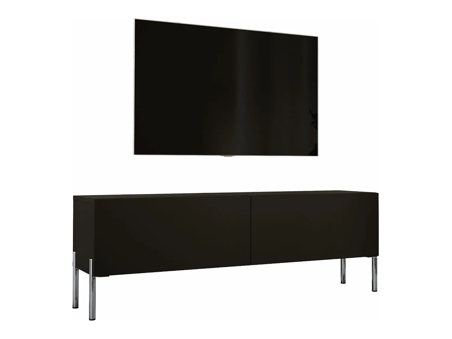 Móvel De Tv| Móvel TV : Fosco / Brilhante, patas cromadas, 140 x 52 x 32 cm Preto