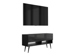 Móvel TV : Fosco / Brilhante, pernas pretas abertas, LED branco, 100 × 32 × 52 cm^ Móvel De Tv