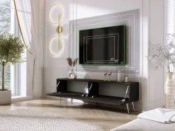Móvel De Tv* Móvel TV : Fosco / Brilhante, patas cromadas, 170 x 52 x 32 cm Preto