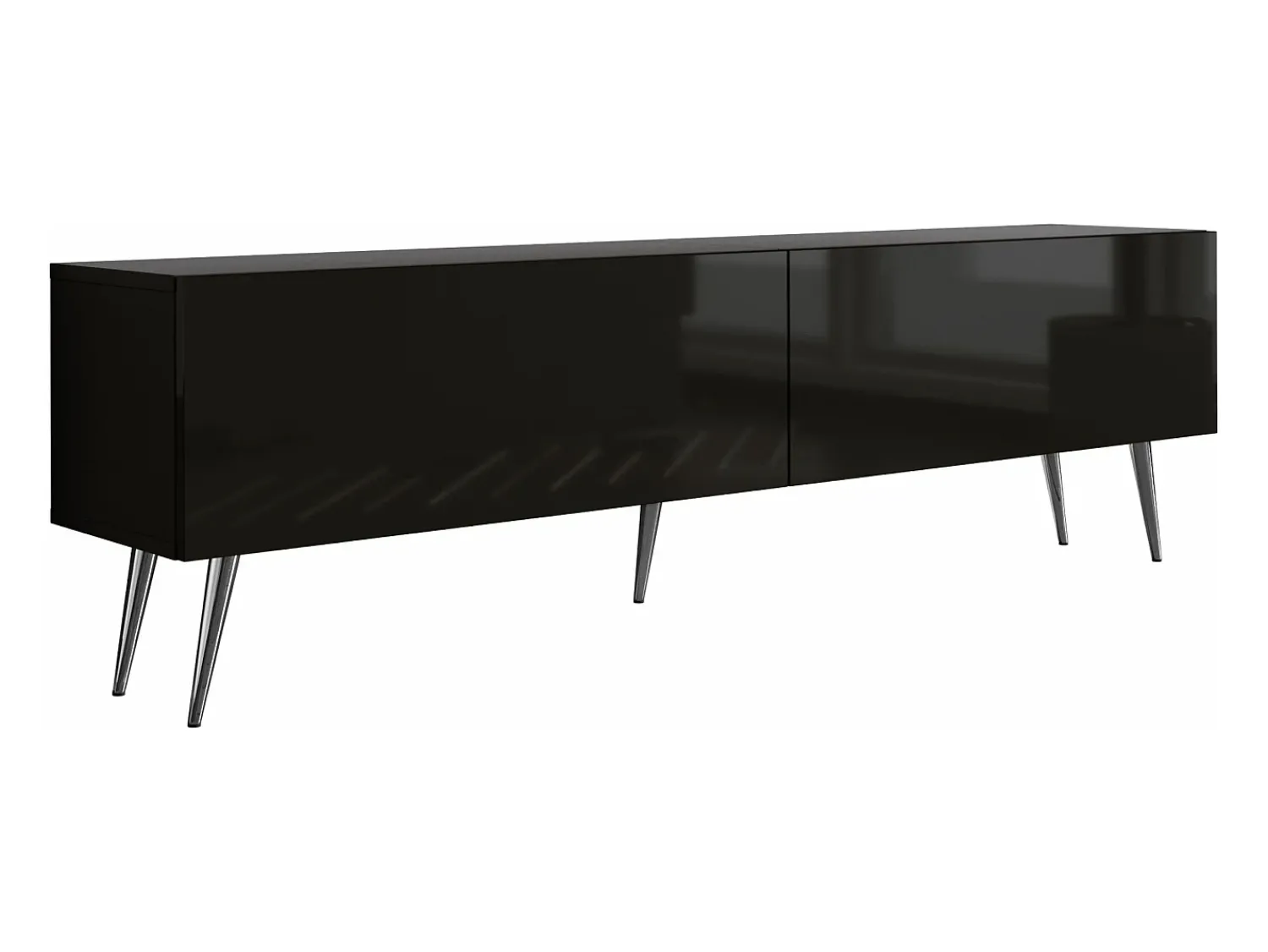 Móvel De Tv* Móvel TV : Fosco / Brilhante, patas cromadas, 170 x 52 x 32 cm Preto