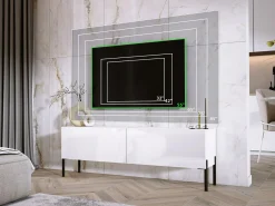 Móvel De Tv| Móvel TV : Fosco / Brilhante, patas pretas, 140 x 52 x 32 cm Preto