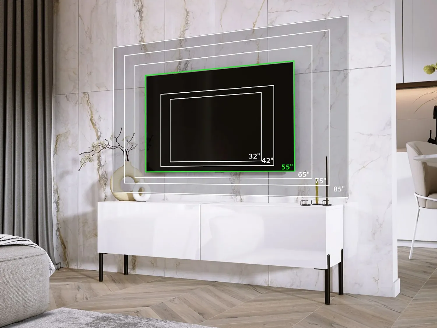 Móvel De Tv| Móvel TV : Fosco / Brilhante, patas pretas, 140 x 52 x 32 cm Preto