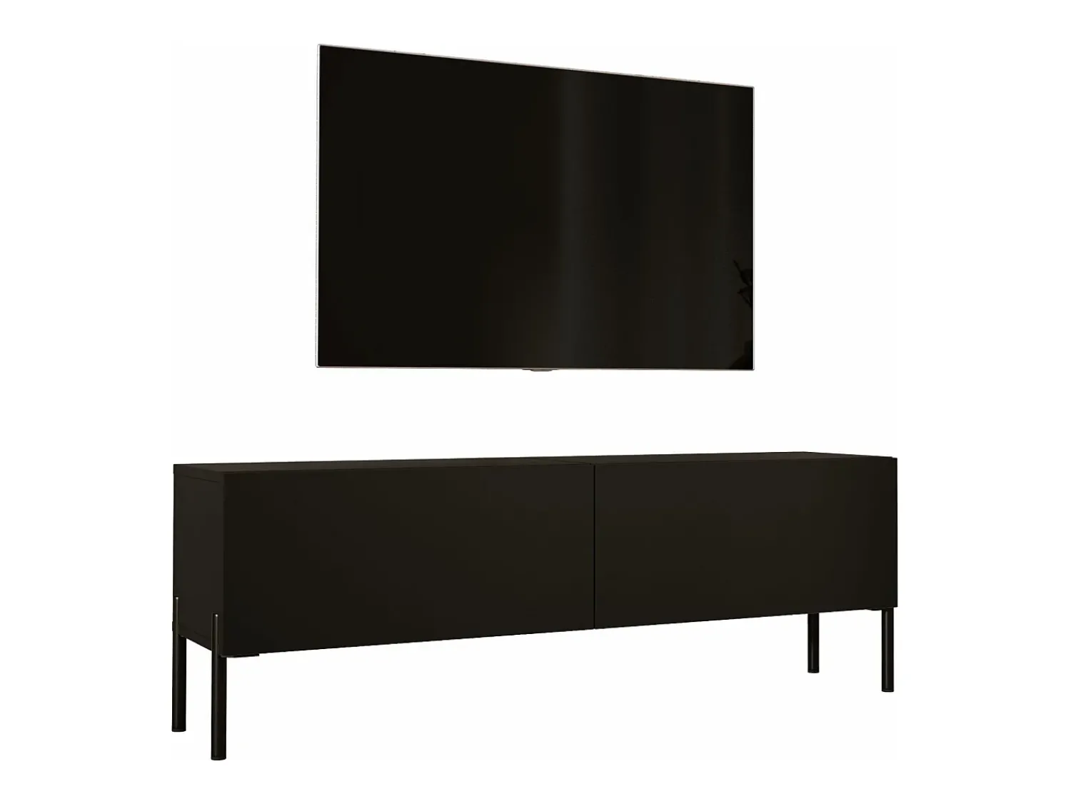 Móvel De Tv| Móvel TV : Fosco / Brilhante, patas pretas, 140 x 52 x 32 cm Preto