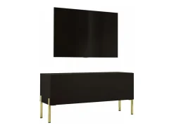 Online Móvel TV : Fosco / Brilhante, patas dourados, 100 x 52 x 32 cm Preto