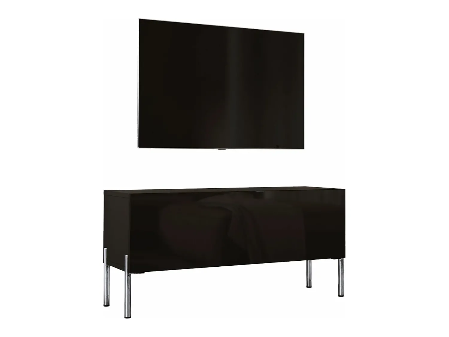 Móvel TV : Fosco / Brilhante, patas cromadas, 100 x 52 x 32 cm^ Móvel De Tv