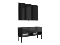 Online Móvel TV : Fosco / Brilhante, pernas pretas retas, LED branco, 100 × 32 × 52 cm Preto