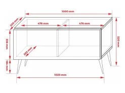 Clearance Móvel TV : Fosco / Brilhante, patas pretas, 100 x 52 x 32 cm Preto