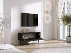 Clearance Móvel TV : Fosco / Brilhante, patas pretas, 100 x 52 x 32 cm Preto