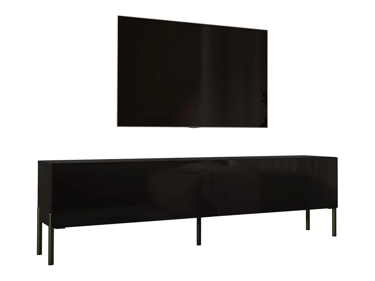 Móvel De Tv* Móvel TV : Fosco / Brilhante, patas pretas, 170 x 52 x 32 cm Preto