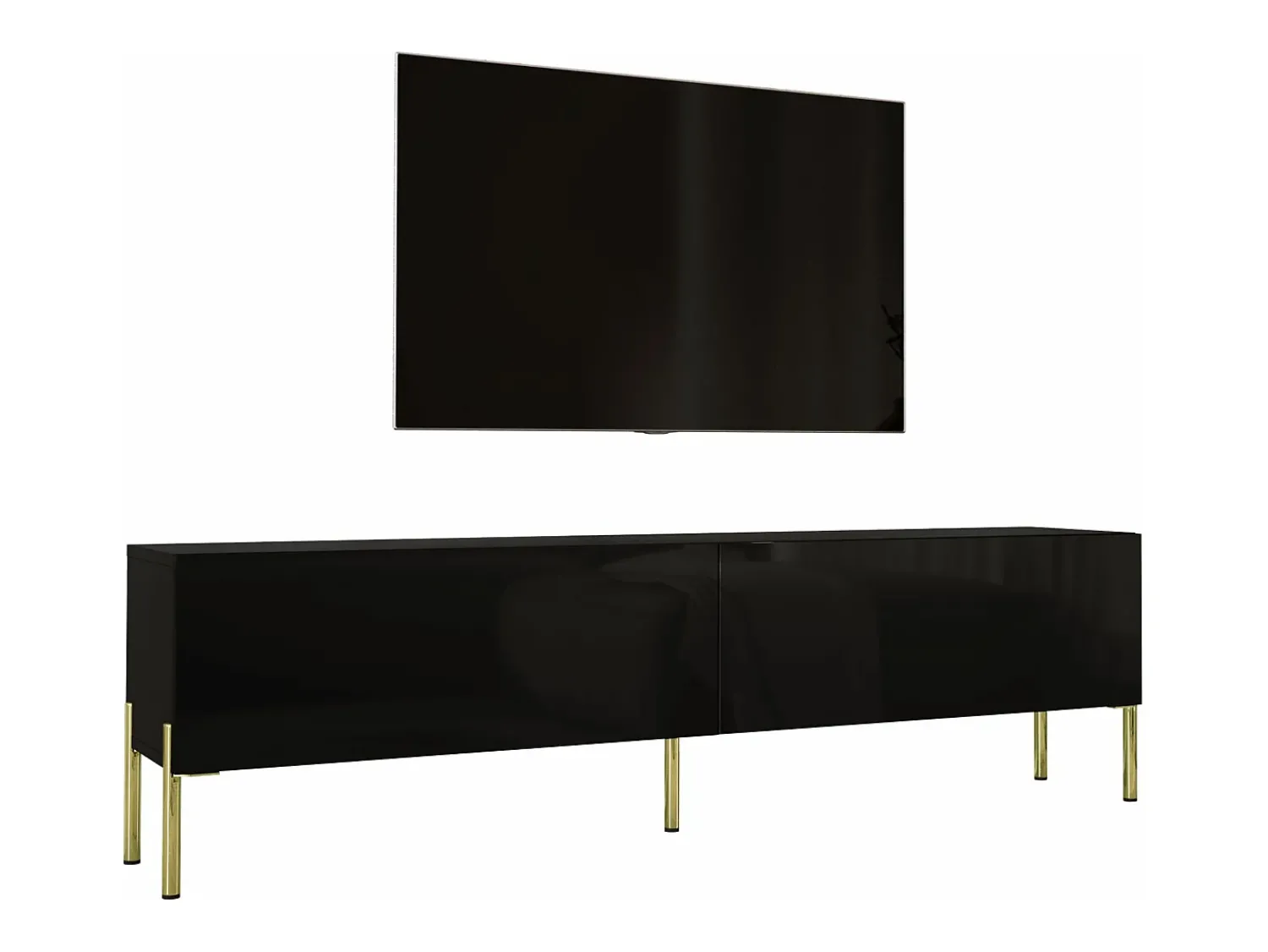 Móvel De Tv* Móvel TV : Fosco / Brilhante, patas douradas, 170 x 52 x 32 cm Preto