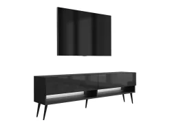 Best Móvel TV : Fosco / Brilhante, pernas pretas abertas, LED branco, 170 × 32 × 52 cm Preto