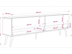 Best Móvel TV : Fosco / Brilhante, pernas pretas abertas, LED branco, 170 × 32 × 52 cm Preto