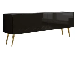 Clearance Móvel TV : Fosco / Brilhante, patas douradas, 140 x 52 x 32 cm Preto
