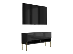Móvel TV : Fosco / Brilhante, pernas retas douradas, 100 × 32 × 52 cm^ Móvel De Tv